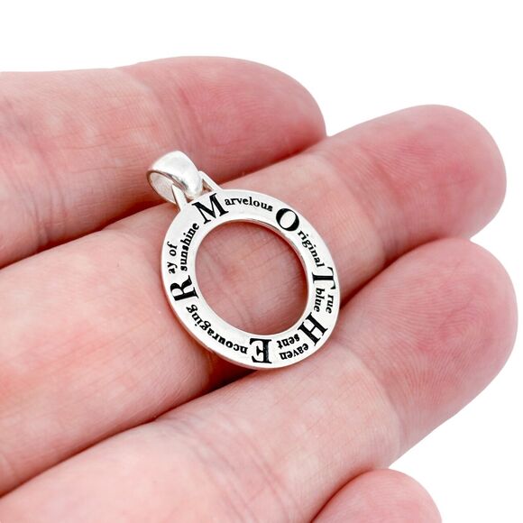 Vintage Sterling Silver 925 2.6cm "Mother" Circle Pendant - Picture 1 of 6